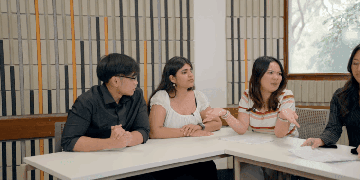 Photo of Aakanksha with fellow hosts Musa and Kristel for I'm at Curtin, Now What.